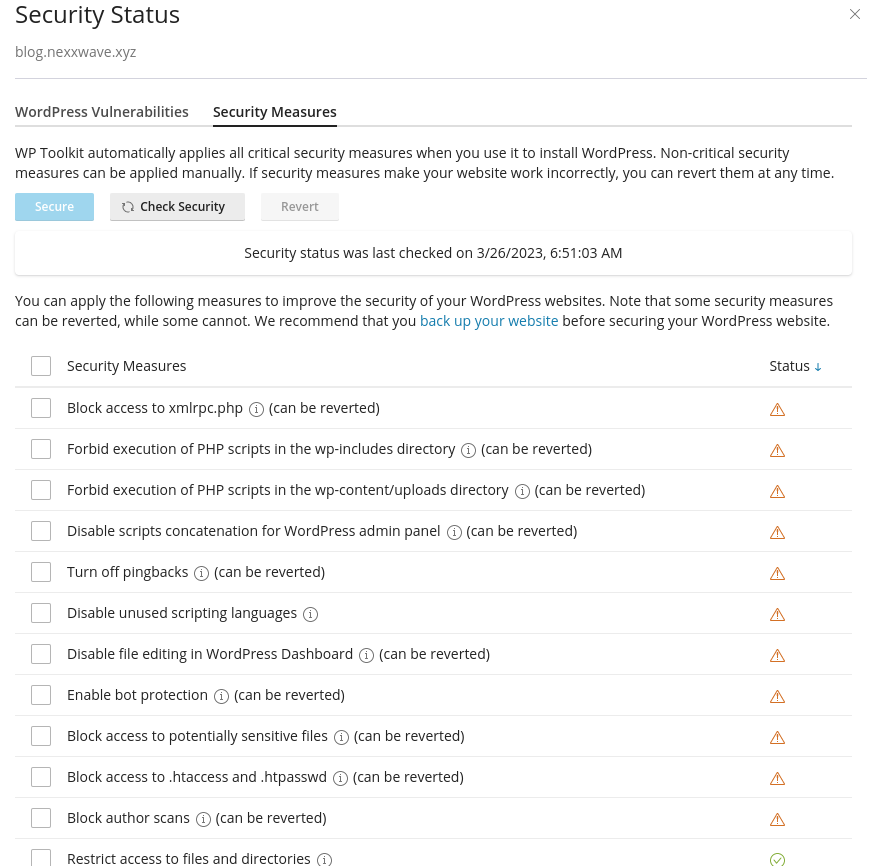WordPress safety recommendations